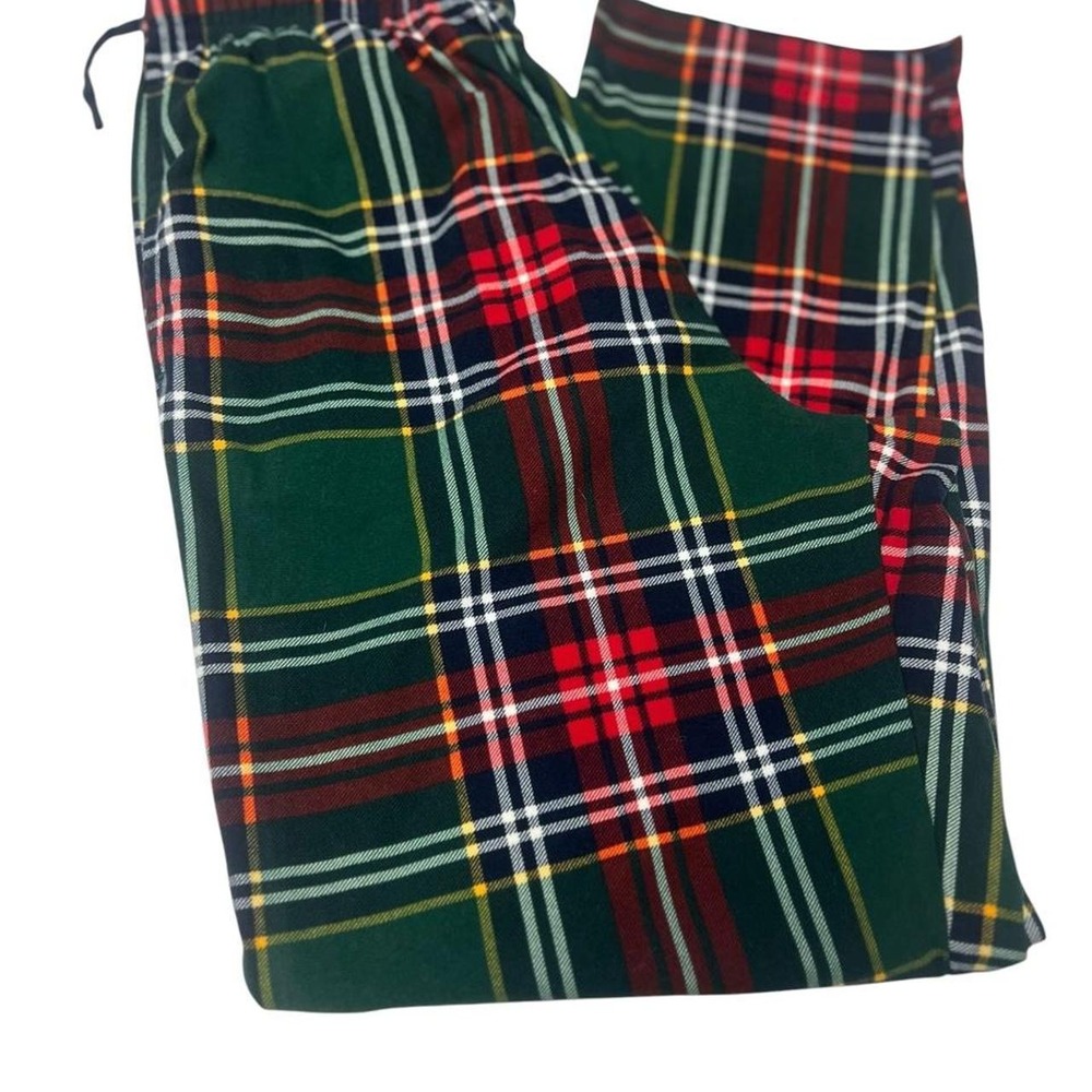 Nautica green, red, white, and yellow plaid flannel pajama pants size M